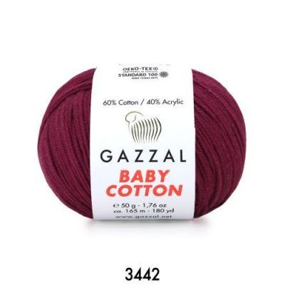 GAZZAL  BABY COTTON   3442  - 60% Хлопок, 40% Акрил 50 г/165 м
